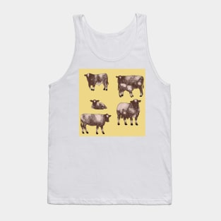 Shorthorn Cattle Pattern Yellow Tank Top